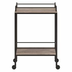 Brand new 💯 Henn&Hart 23" Antiqued Gray Oak Metal Bar Cart 👏 -Guest Chairs Sales 2508758 8 L