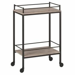 Brand new 💯 Henn&Hart 23" Antiqued Gray Oak Metal Bar Cart 👏