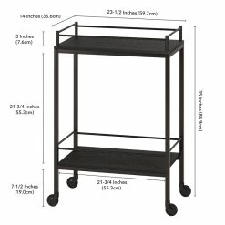 Best Pirce ✔️ Henn&Hart 23" Black Grain Metal Bar Cart ⭐ -Guest Chairs Sales 2508767 8 L