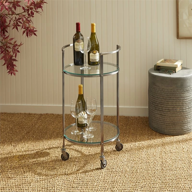 New π Napa Home & Garden Fletcher Stainless Steel And Glass Bar Cart In Dark Gray 𧨠2 New π Napa Home & Garden Fletcher Stainless Steel And Glass Bar Cart In Dark Gray 𧨠- Image 2