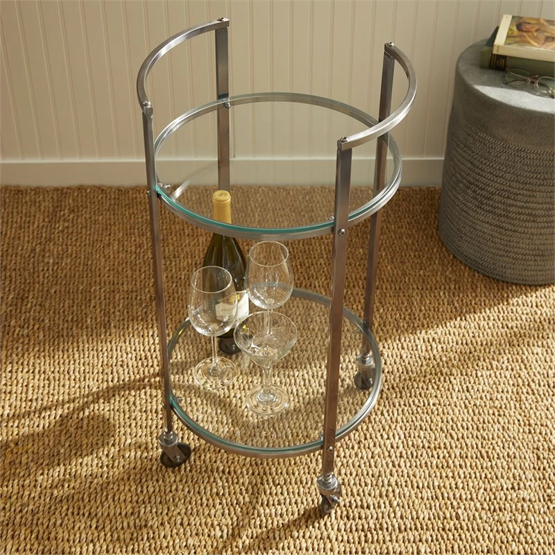 New π Napa Home & Garden Fletcher Stainless Steel And Glass Bar Cart In Dark Gray 𧨠3 New π Napa Home & Garden Fletcher Stainless Steel And Glass Bar Cart In Dark Gray 𧨠- Image 3