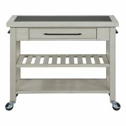Best Pirce 🧨 OSP Home Furnishings Bridgeford Engineered Wood Kitchen Island In Antique White 👏 -Guest Chairs Sales 2509722 4 L