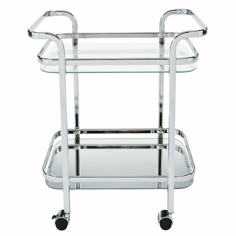 Budget ๐ WHI Zedd 2-Tier Contemporary Metal/Glass Functional Bar Cart In Chrome ๐ 3 Budget ๐ WHI Zedd 2-Tier Contemporary Metal/Glass Functional Bar Cart In Chrome ๐ - Image 3