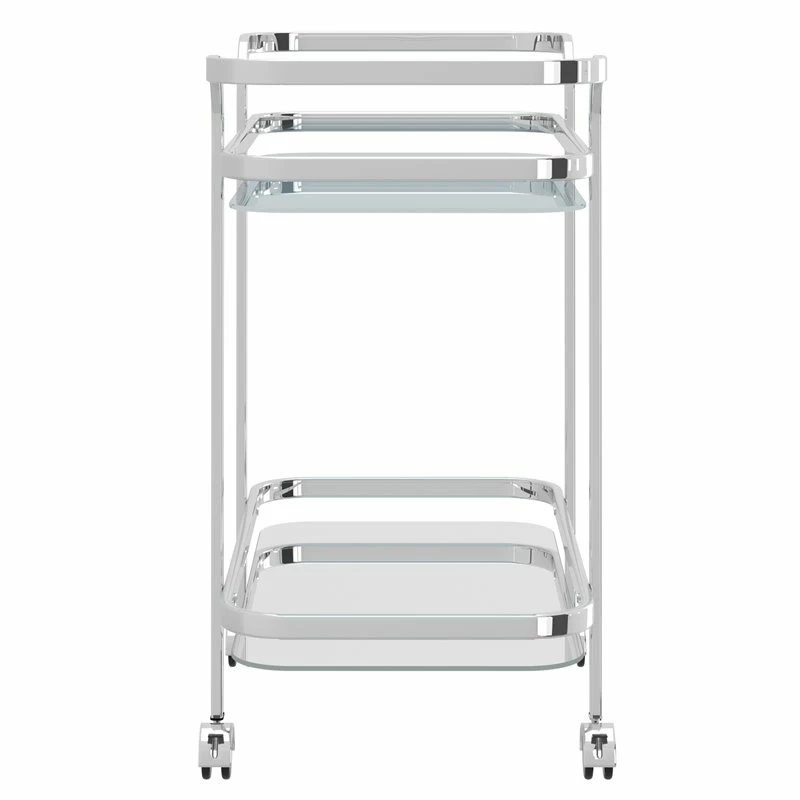 Budget ๐ WHI Zedd 2-Tier Contemporary Metal/Glass Functional Bar Cart In Chrome ๐ 4 Budget ๐ WHI Zedd 2-Tier Contemporary Metal/Glass Functional Bar Cart In Chrome ๐ - Image 4