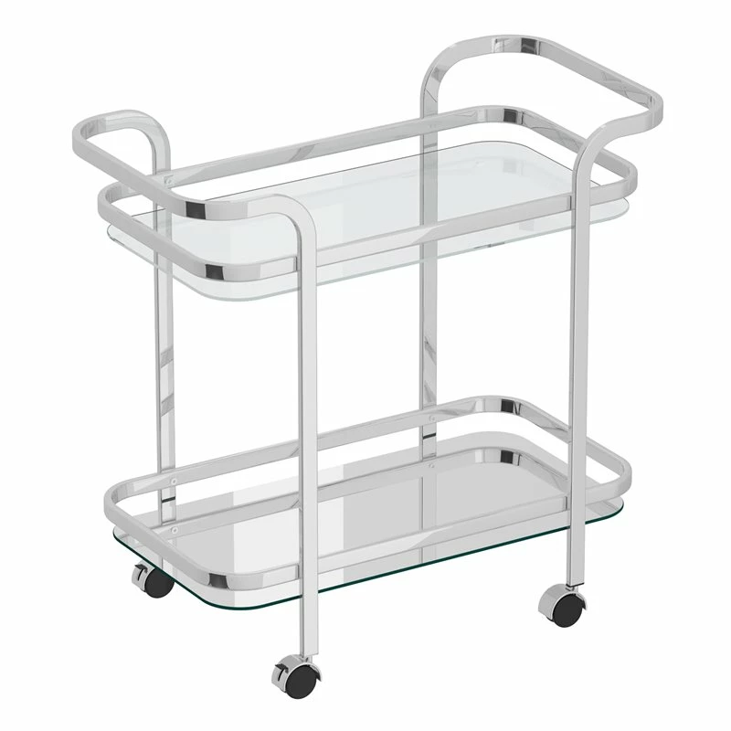 Budget ๐ WHI Zedd 2-Tier Contemporary Metal/Glass Functional Bar Cart In Chrome ๐ 1 Budget ๐ WHI Zedd 2-Tier Contemporary Metal/Glass Functional Bar Cart In Chrome ๐