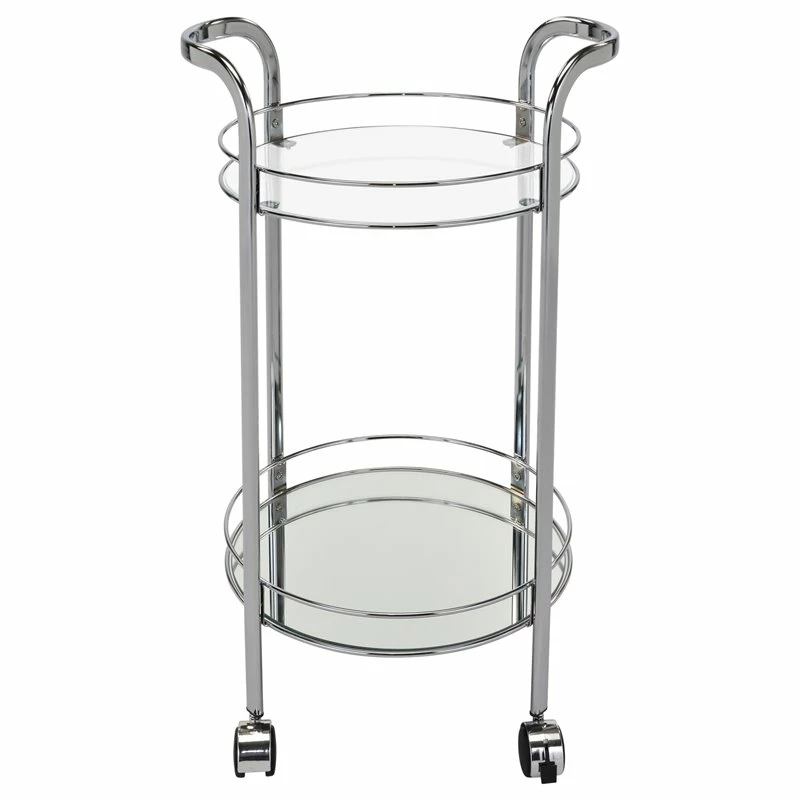 Hot Sale π WHI Neema 2-Tier Contemporary Metal/Glass Bar Cart With Sturdy Castors In Chrome 𧨠3 Hot Sale π WHI Neema 2-Tier Contemporary Metal/Glass Bar Cart With Sturdy Castors In Chrome 𧨠- Image 3