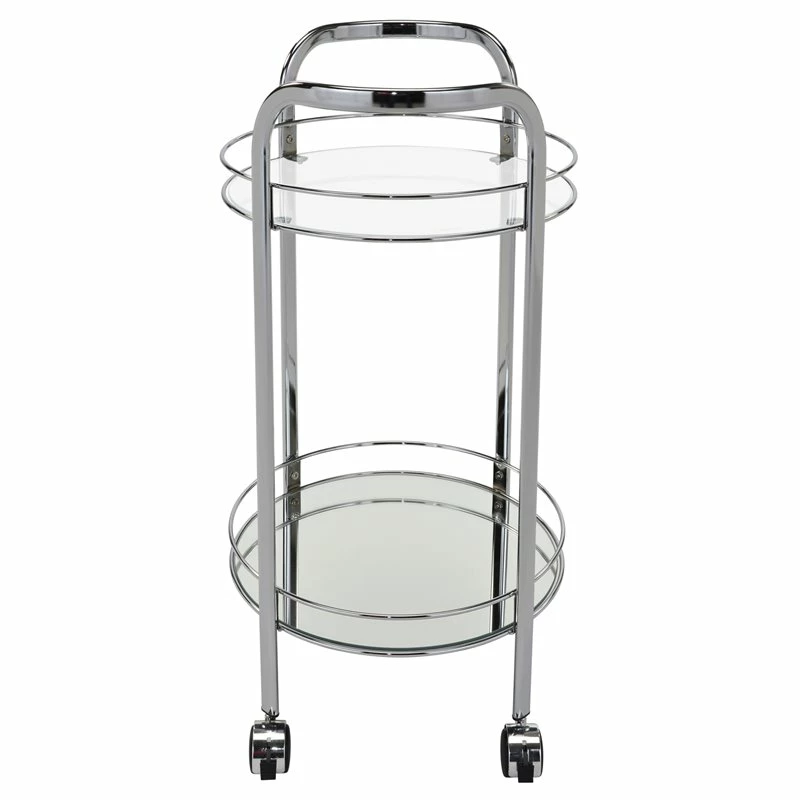 Hot Sale π WHI Neema 2-Tier Contemporary Metal/Glass Bar Cart With Sturdy Castors In Chrome 𧨠4 Hot Sale π WHI Neema 2-Tier Contemporary Metal/Glass Bar Cart With Sturdy Castors In Chrome 𧨠- Image 4