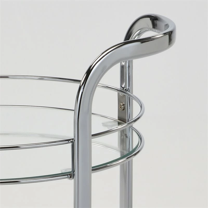 Hot Sale π WHI Neema 2-Tier Contemporary Metal/Glass Bar Cart With Sturdy Castors In Chrome 𧨠6 Hot Sale π WHI Neema 2-Tier Contemporary Metal/Glass Bar Cart With Sturdy Castors In Chrome 𧨠- Image 6