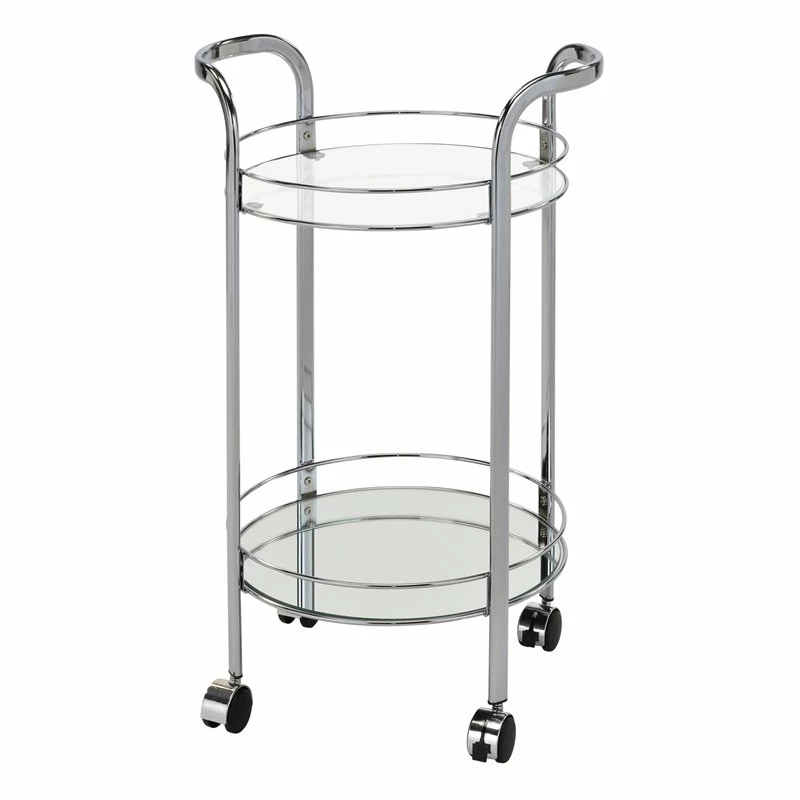 Hot Sale π WHI Neema 2-Tier Contemporary Metal/Glass Bar Cart With Sturdy Castors In Chrome 𧨠1 Hot Sale π WHI Neema 2-Tier Contemporary Metal/Glass Bar Cart With Sturdy Castors In Chrome π§¨