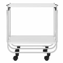 Budget ✨ WHI Sumi 2-Tier Contemporary Metal Folding Bar Cart In White/Chrome 🛒 -Guest Chairs Sales 2514006 2 L