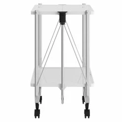 Budget ✨ WHI Sumi 2-Tier Contemporary Metal Folding Bar Cart In White/Chrome 🛒 -Guest Chairs Sales 2514006 3 L