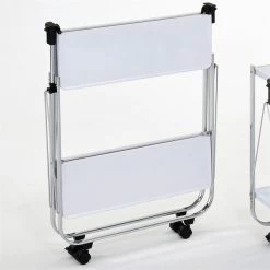 Budget ✨ WHI Sumi 2-Tier Contemporary Metal Folding Bar Cart In White/Chrome 🛒 -Guest Chairs Sales 2514006 5 L