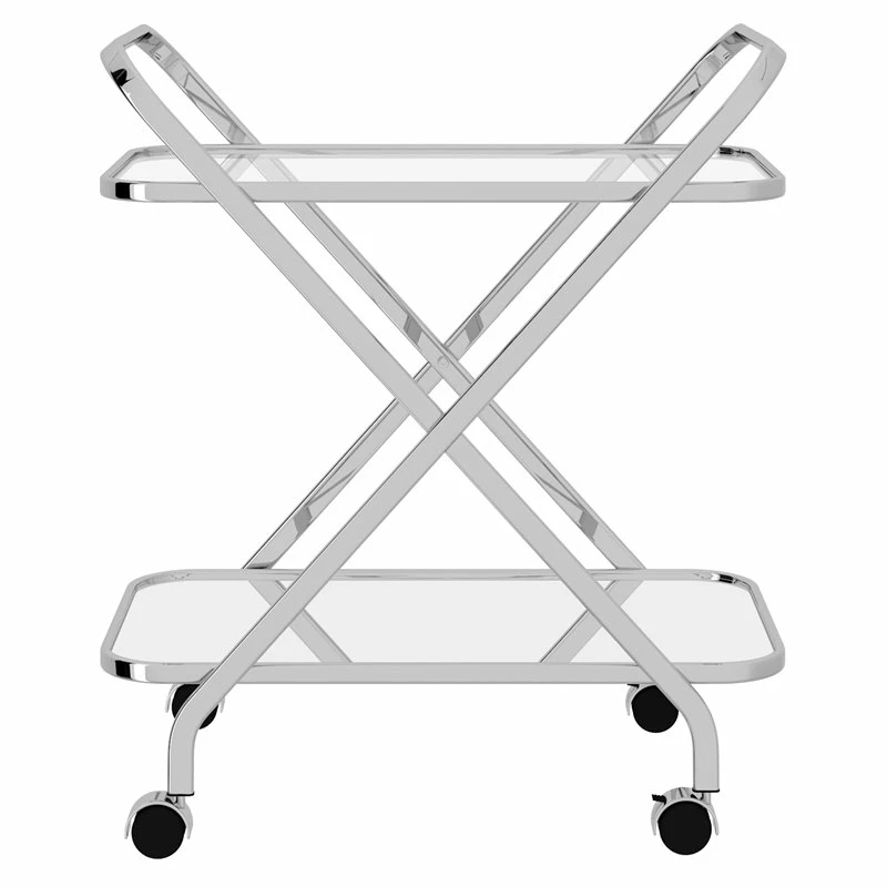 Cheapest 𧨠WHI Oriso 2-Tier Contemporary Metal/Glass Bar Cart In Chrome/Clear β 3 Cheapest 𧨠WHI Oriso 2-Tier Contemporary Metal/Glass Bar Cart In Chrome/Clear β - Image 3