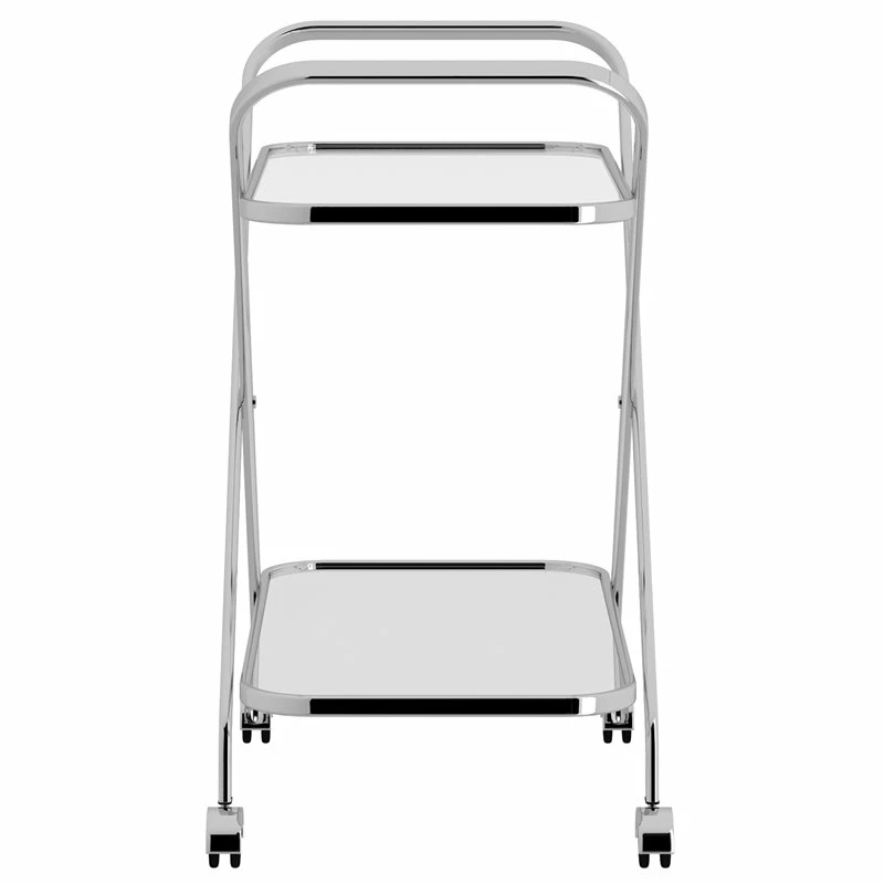 Cheapest 𧨠WHI Oriso 2-Tier Contemporary Metal/Glass Bar Cart In Chrome/Clear β 4 Cheapest 𧨠WHI Oriso 2-Tier Contemporary Metal/Glass Bar Cart In Chrome/Clear β - Image 4