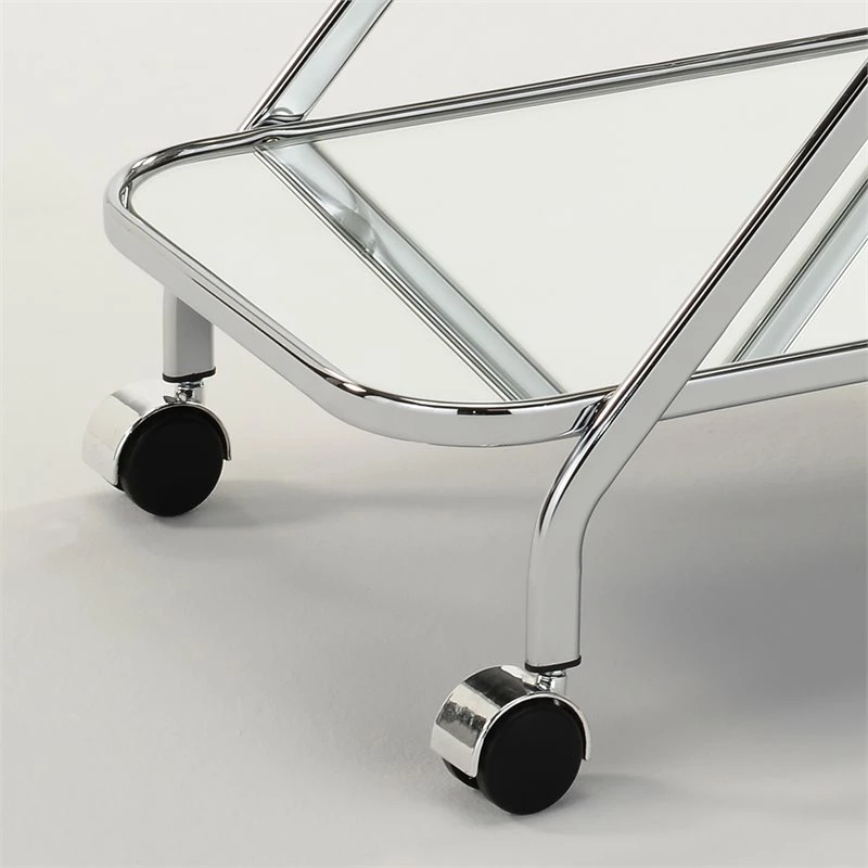 Cheapest 𧨠WHI Oriso 2-Tier Contemporary Metal/Glass Bar Cart In Chrome/Clear β 7 Cheapest 𧨠WHI Oriso 2-Tier Contemporary Metal/Glass Bar Cart In Chrome/Clear β - Image 7