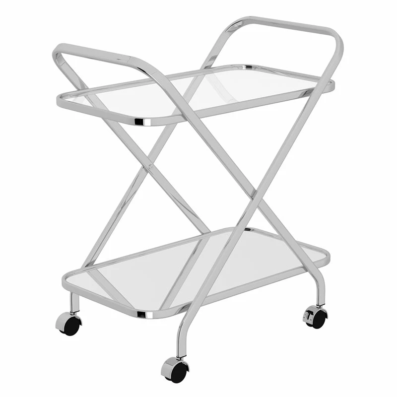 Cheapest 𧨠WHI Oriso 2-Tier Contemporary Metal/Glass Bar Cart In Chrome/Clear β 1 Cheapest 𧨠WHI Oriso 2-Tier Contemporary Metal/Glass Bar Cart In Chrome/Clear β