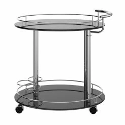Flash Sale 👏 WHI Inka Metal/MDF 2-Tier Bar Cart In Glossy Black Paint/Chrome ⌛ -Guest Chairs Sales 2514009 2 L