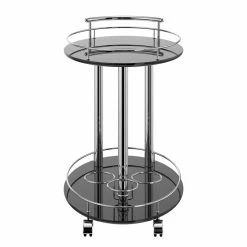 Flash Sale 👏 WHI Inka Metal/MDF 2-Tier Bar Cart In Glossy Black Paint/Chrome ⌛ -Guest Chairs Sales 2514009 3 L