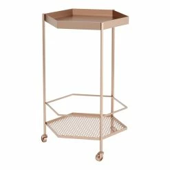Brand new 🛒 ZUO Hex Modern Steel Metal Bar Cart With Hexagon Shelves In Gold Finish 🌟