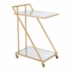 Budget 🤩 ZUO Alto Modern Steel And Glass Bar Cart In Gold And Mirrored Finish 🥰