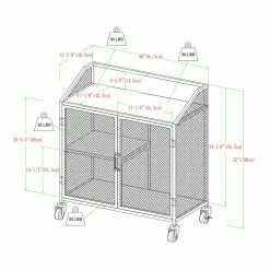Hot Sale 😉 Pemberly Row 33" Industrial Mesh Metal Doors Bar Cart In Dark Walnut ⭐ -Guest Chairs Sales 2518618 25 L