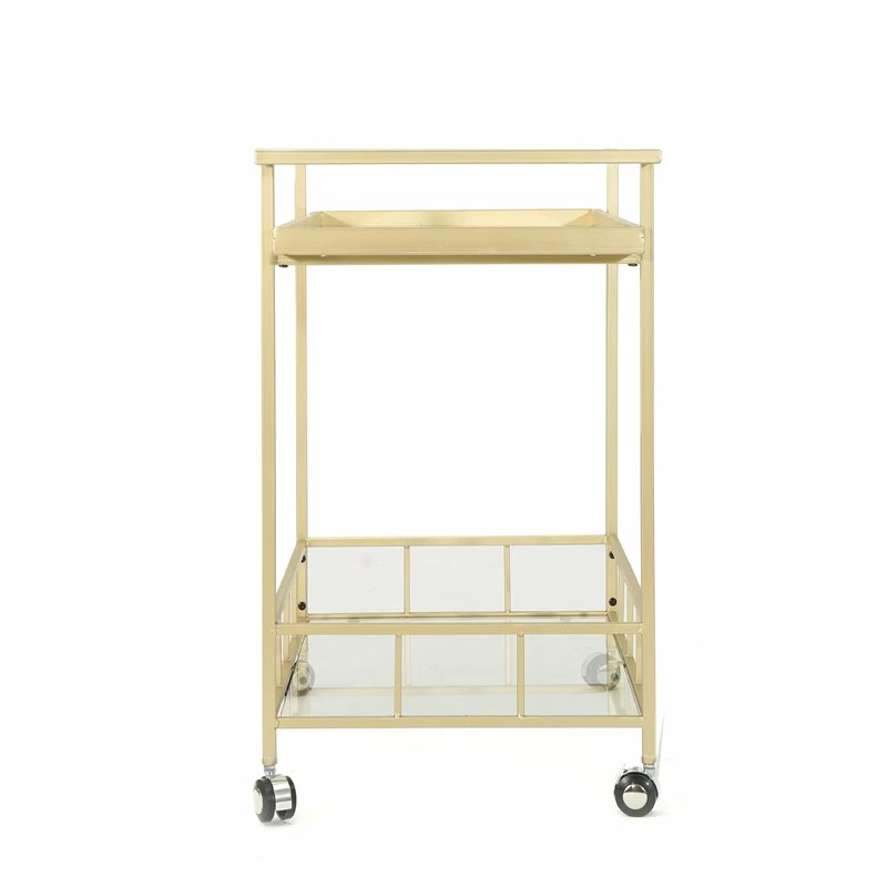 Outlet π Noble House Ambrose Indoor Iron And Glass Bar Cart In Gold Finish π₯ 4 Outlet π Noble House Ambrose Indoor Iron And Glass Bar Cart In Gold Finish π₯ - Image 4