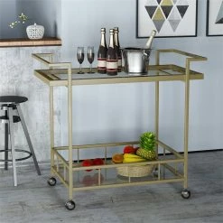 Outlet π Noble House Ambrose Indoor Iron And Glass Bar Cart In Gold Finish π₯ 19 Outlet π Noble House Ambrose Indoor Iron And Glass Bar Cart In Gold Finish π₯ -Guest Chairs Sales 2525197 9 L
