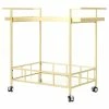 Outlet 🎉 Noble House Ambrose Indoor Iron And Glass Bar Cart In Gold Finish 🔥