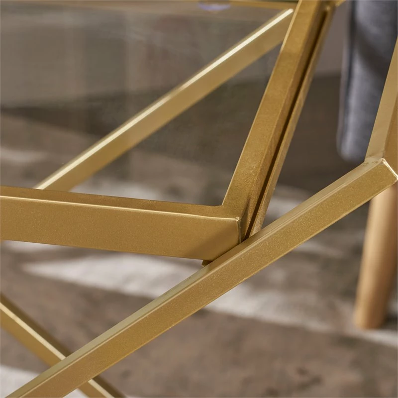 Cheapest ❤️ Noble House Sherianne Iron Bar Cart With Tempered Glass Shelves In Gold 🤩 3 Cheapest ❤️ Noble House Sherianne Iron Bar Cart With Tempered Glass Shelves In Gold 🤩 - Image 3