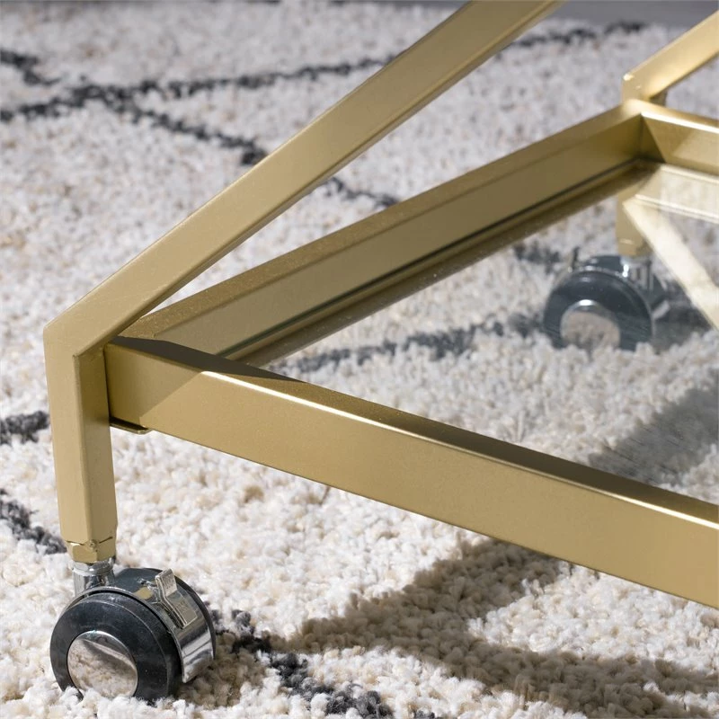 Cheapest ❤️ Noble House Sherianne Iron Bar Cart With Tempered Glass Shelves In Gold 🤩 7 Cheapest ❤️ Noble House Sherianne Iron Bar Cart With Tempered Glass Shelves In Gold 🤩 - Image 7