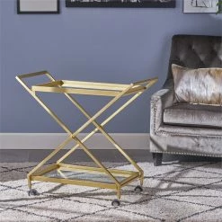 Cheapest ❤️ Noble House Sherianne Iron Bar Cart With Tempered Glass Shelves In Gold 🤩 28 Cheapest ❤️ Noble House Sherianne Iron Bar Cart With Tempered Glass Shelves In Gold 🤩 -Guest Chairs Sales 2525198 17 L