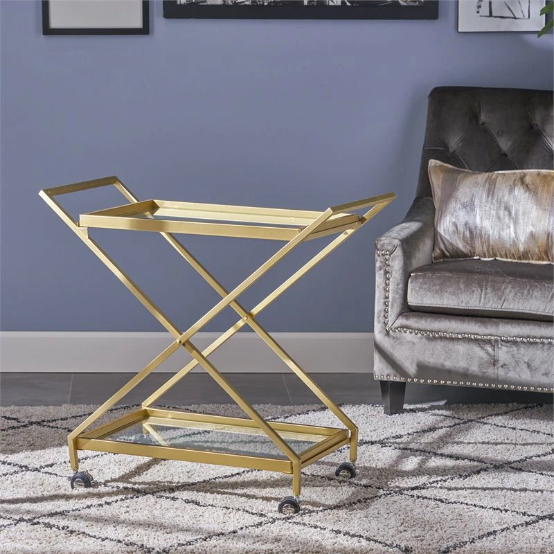 Cheapest ❤️ Noble House Sherianne Iron Bar Cart With Tempered Glass Shelves In Gold 🤩 10 Cheapest ❤️ Noble House Sherianne Iron Bar Cart With Tempered Glass Shelves In Gold 🤩 - Image 10