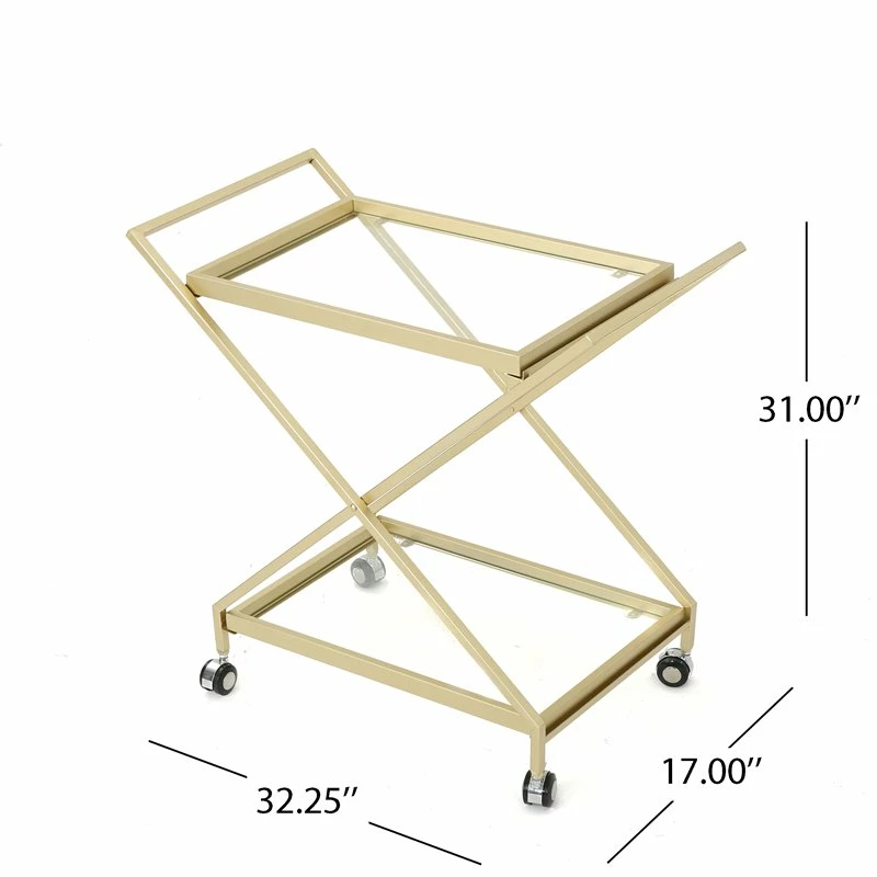 Cheapest ❤️ Noble House Sherianne Iron Bar Cart With Tempered Glass Shelves In Gold 🤩 11 Cheapest ❤️ Noble House Sherianne Iron Bar Cart With Tempered Glass Shelves In Gold 🤩 - Image 11