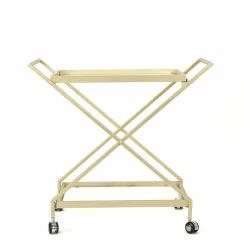 Cheapest ❤️ Noble House Sherianne Iron Bar Cart With Tempered Glass Shelves In Gold 🤩 30 Cheapest ❤️ Noble House Sherianne Iron Bar Cart With Tempered Glass Shelves In Gold 🤩 -Guest Chairs Sales 2525198 2 L