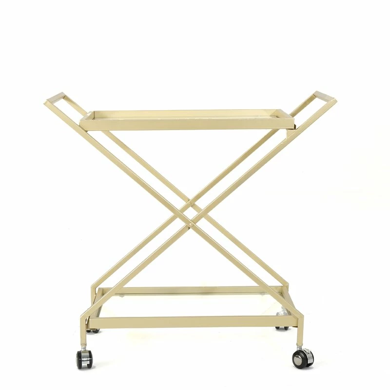 Cheapest ❤️ Noble House Sherianne Iron Bar Cart With Tempered Glass Shelves In Gold 🤩 12 Cheapest ❤️ Noble House Sherianne Iron Bar Cart With Tempered Glass Shelves In Gold 🤩 - Image 12