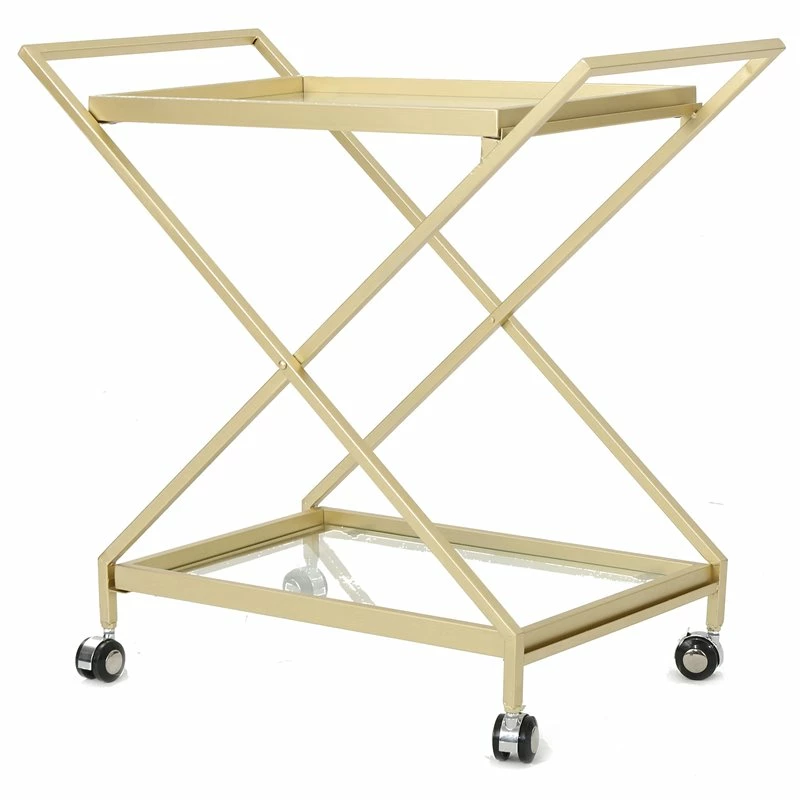 Cheapest ❤️ Noble House Sherianne Iron Bar Cart With Tempered Glass Shelves In Gold 🤩 1 Cheapest ❤️ Noble House Sherianne Iron Bar Cart With Tempered Glass Shelves In Gold 🤩