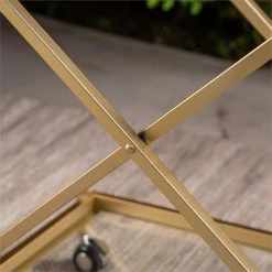 Wholesale 💯 Noble House Annika Outdoor Iron Bar Cart With Tempered Glass Shelves In Gold 🎉 -Guest Chairs Sales 2525199 11 L