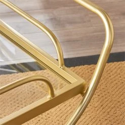 Wholesale ⌛ Noble House Perley Contemporary Indoor Iron And Glass Bar Cart In Gold ✔️ -Guest Chairs Sales 2525200 10 L