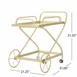Wholesale ⌛ Noble House Perley Contemporary Indoor Iron And Glass Bar Cart In Gold ✔️ -Guest Chairs Sales 2525200 19 L