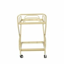 Wholesale ⌛ Noble House Perley Contemporary Indoor Iron And Glass Bar Cart In Gold ✔️ -Guest Chairs Sales 2525200 4 L