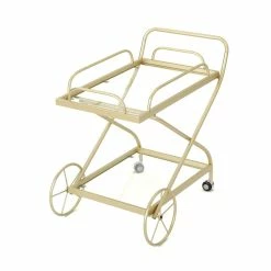 Wholesale ⌛ Noble House Perley Contemporary Indoor Iron And Glass Bar Cart In Gold ✔️ -Guest Chairs Sales 2525200 5 L