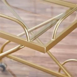 Wholesale ⌛ Noble House Perley Contemporary Indoor Iron And Glass Bar Cart In Gold ✔️ -Guest Chairs Sales 2525200 9 L