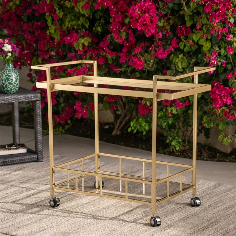 Brand new π₯ Noble House Selby Outdoor Iron And Glass Bar Cart In Gold Finish π 2 Brand new π₯ Noble House Selby Outdoor Iron And Glass Bar Cart In Gold Finish π - Image 2