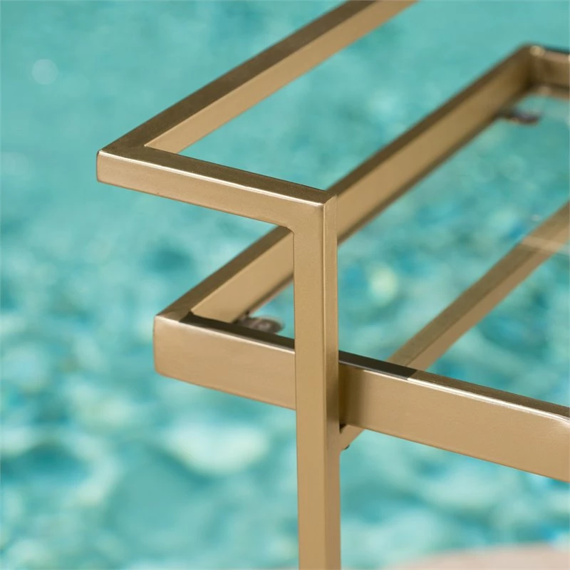 Brand new π₯ Noble House Selby Outdoor Iron And Glass Bar Cart In Gold Finish π 4 Brand new π₯ Noble House Selby Outdoor Iron And Glass Bar Cart In Gold Finish π - Image 4