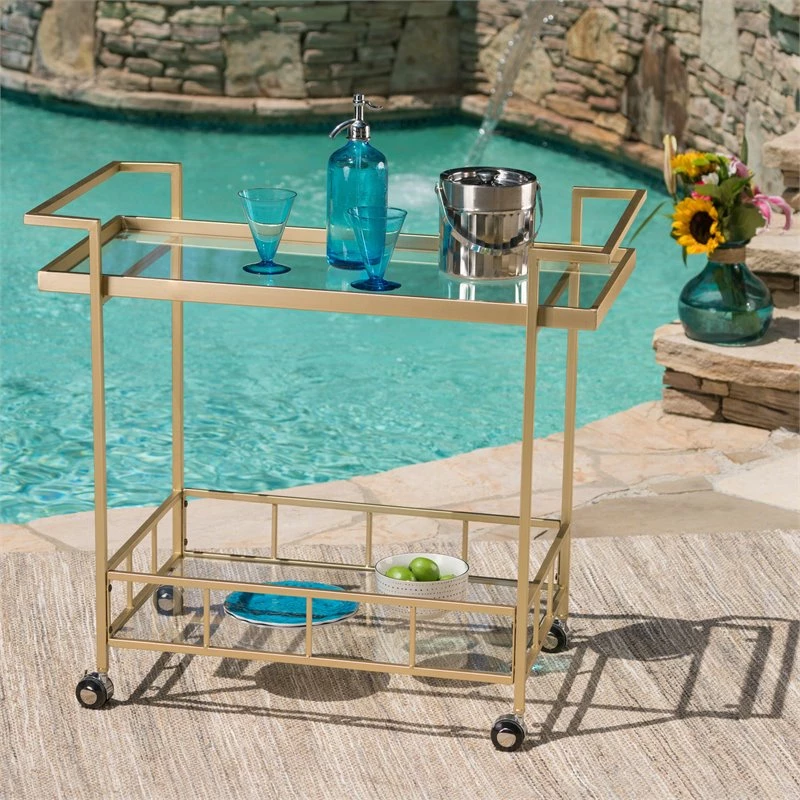 Brand new π₯ Noble House Selby Outdoor Iron And Glass Bar Cart In Gold Finish π 7 Brand new π₯ Noble House Selby Outdoor Iron And Glass Bar Cart In Gold Finish π - Image 7