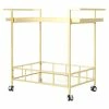 Brand new 🔥 Noble House Selby Outdoor Iron And Glass Bar Cart In Gold Finish 👍