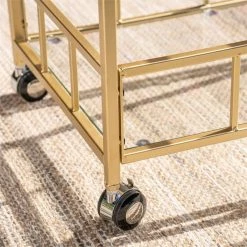 Cheapest ⭐ Noble House Varadero Modern Outdoor Iron And Glass Bar Cart In Gold ❤️ -Guest Chairs Sales 2525218 12 L