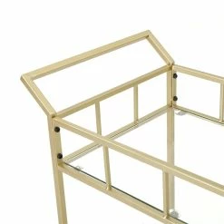Cheapest ⭐ Noble House Varadero Modern Outdoor Iron And Glass Bar Cart In Gold ❤️ -Guest Chairs Sales 2525218 6 L