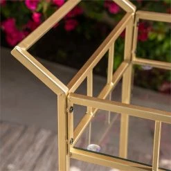 Cheapest ⭐ Noble House Varadero Modern Outdoor Iron And Glass Bar Cart In Gold ❤️ -Guest Chairs Sales 2525218 9 L