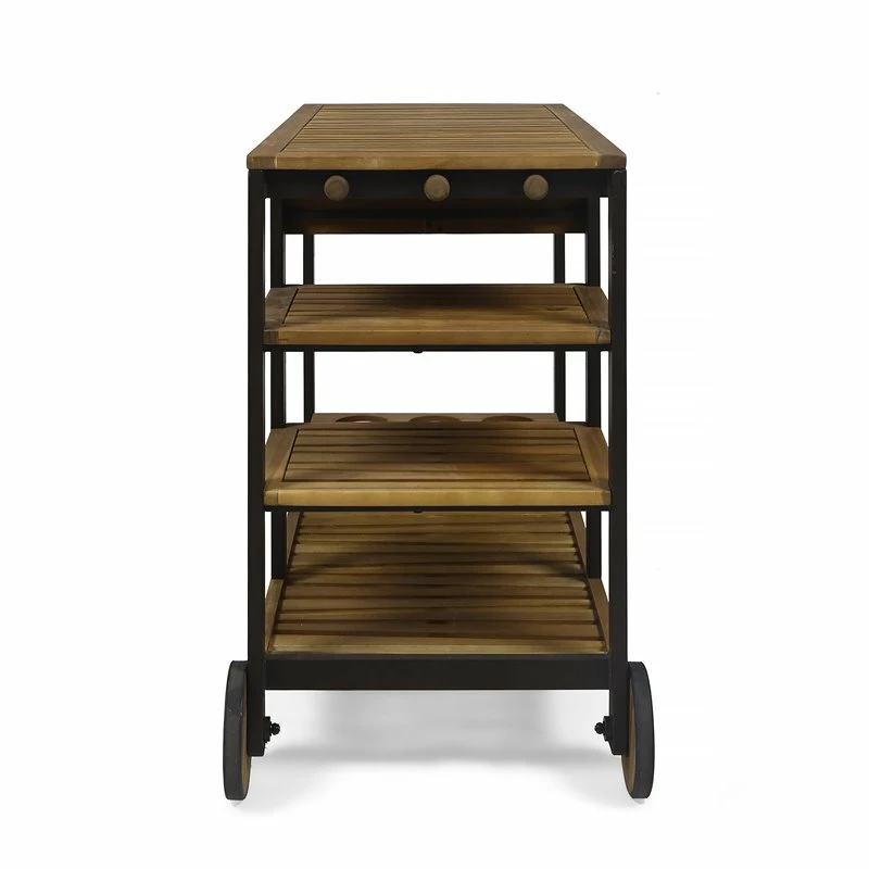 Buy π Noble House Admirals Acacia Wood And Iron Bar Cart With Drawers In Oak π 4 Buy π Noble House Admirals Acacia Wood And Iron Bar Cart With Drawers In Oak π - Image 4